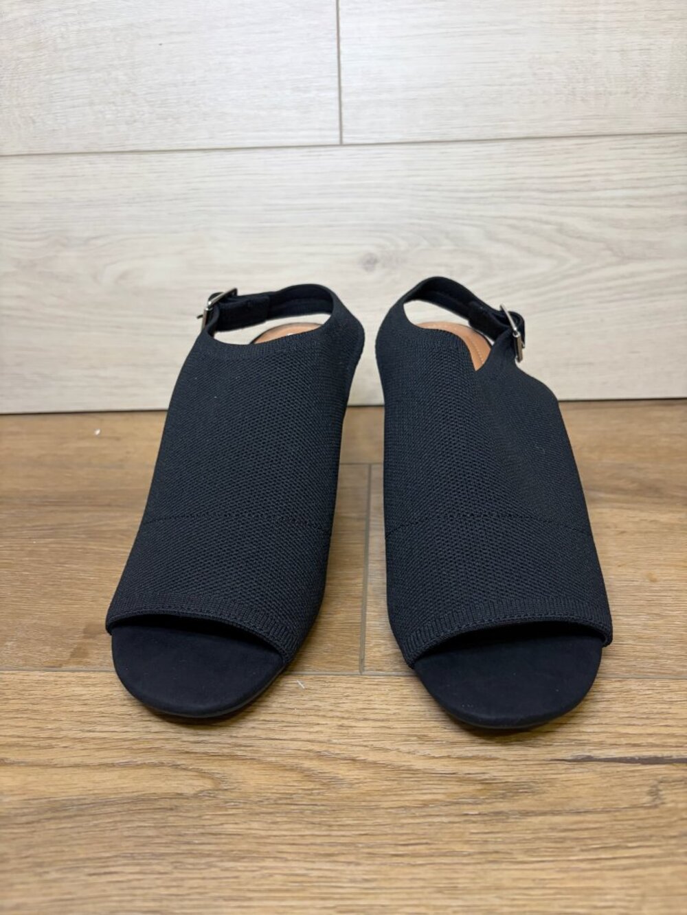 Style & Co Peyyton Slingback Knit Dress Block Heel Shoes Black 9.5M